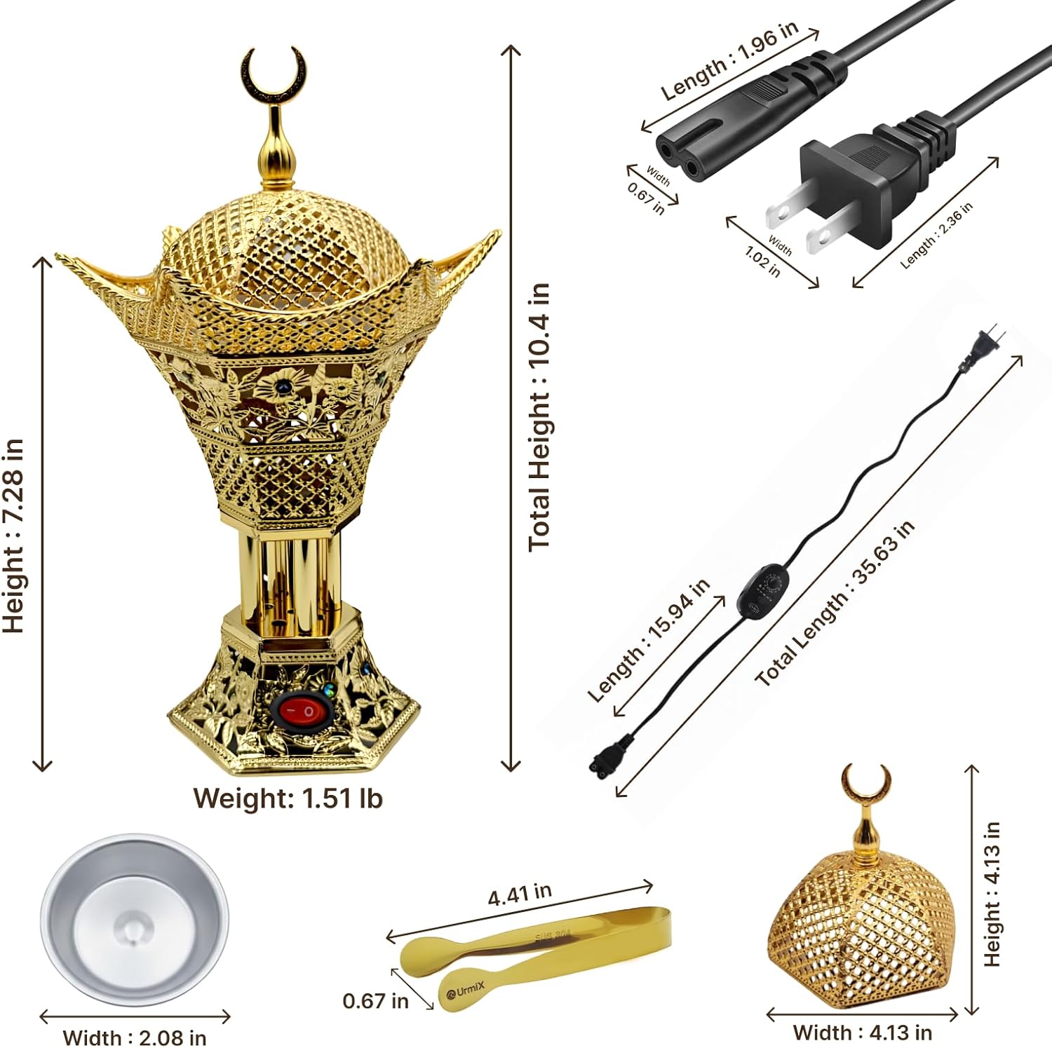Electric Incense Burner with Adjustable Heat & Timer – Bakhoor & Oud Burner for Home