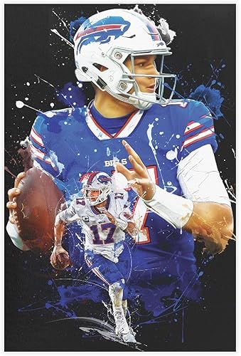 BAVIEN Josh Allen - Póster de arte de fútbol americano, decoración de dormitorio, deportes, paisaje, oficina, habitación, decoración, regalo, sin