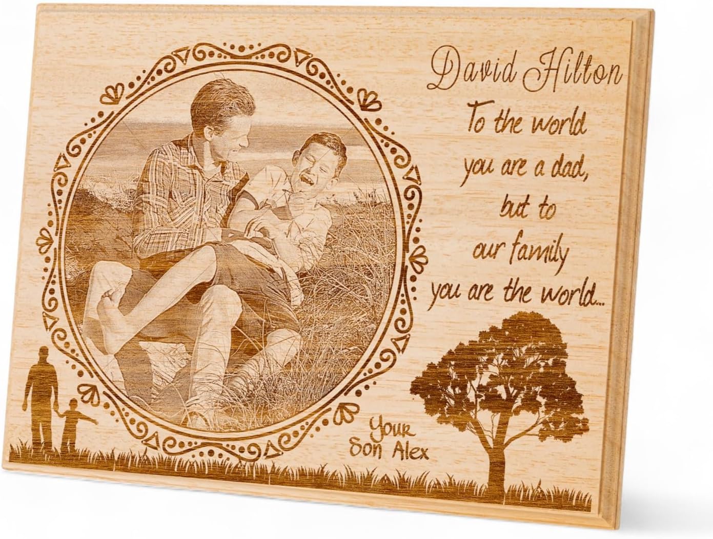 udelf Personalized Wooden Picture Frame with Custom Photo and Message Engraving – Unique Gift for Anniversary, Valentine's Day, or Birthday