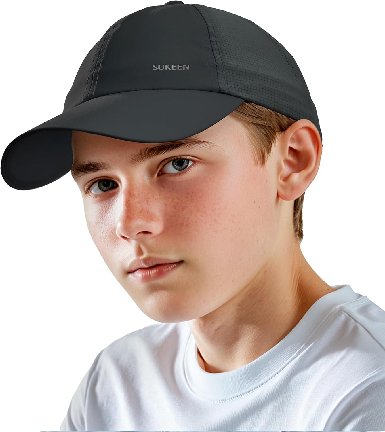 Sukeen Lightweight Kids Baseball Caps for Boy Girls, UPF50+ Kids Sun Hat Quick-Dry Youth Performance Hat for Outdoor Activity Black