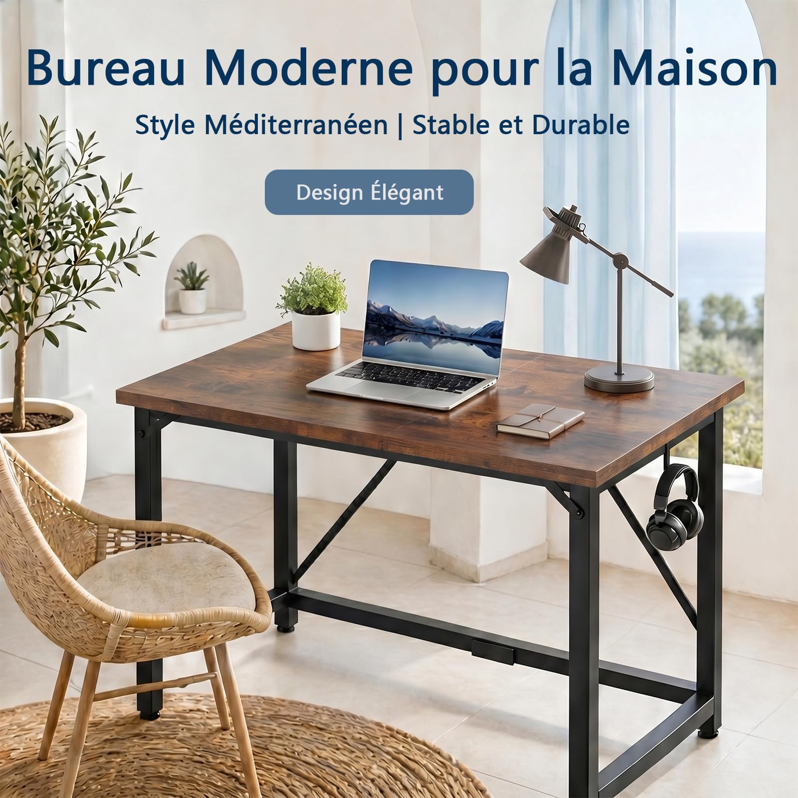 JUMMICO Bureau d'Ordinateur 100 x 50cm, Table, pour Maison, Salon, Marron