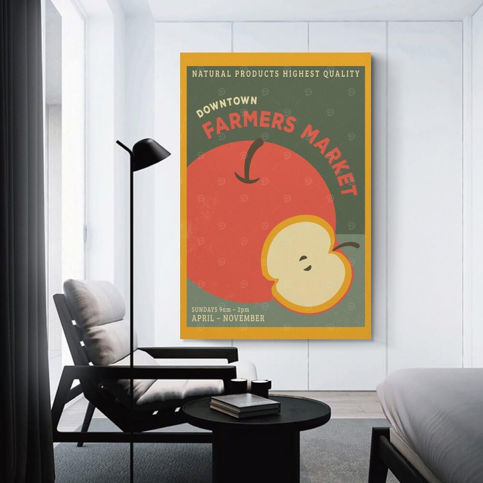 Junmoney Room Decor Wall Art Downtown Farmers Market, 08x12inch(20x30cm), for Home Lounge, Bedroom Or Reading Nook, Eye Catching Artwork for Blank Walls