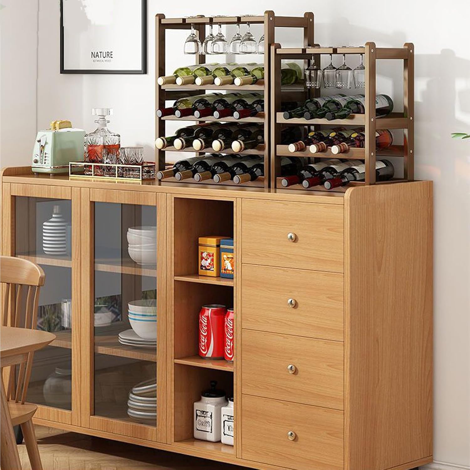 竹製ワインラック 12本用 積み重ね式 良い 積み重ね式 竹製ワイン