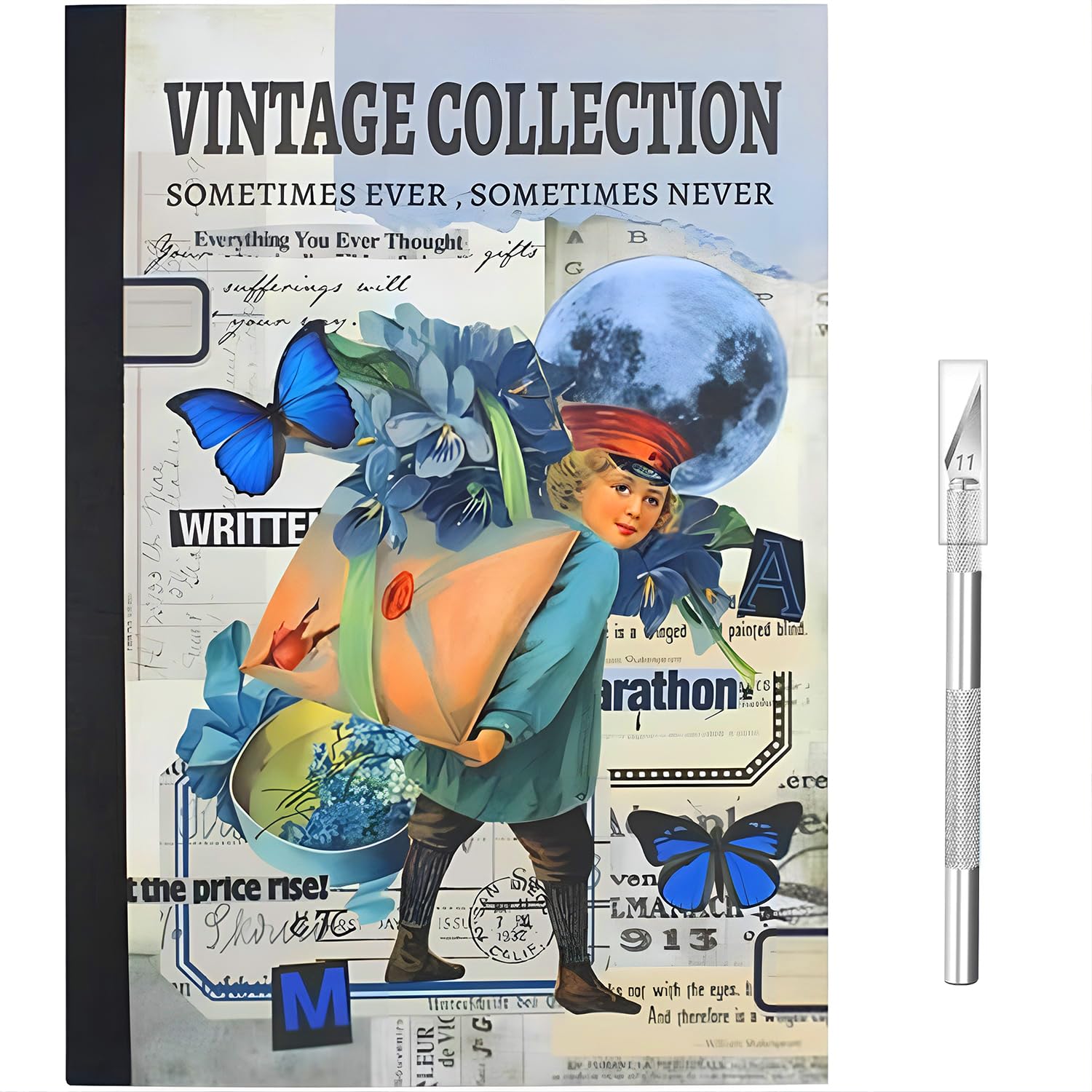 800+ Piezas Scrapbooking Pegatinas Scrapbook Stickers Pegatinas Scrapbooking Pegatinas Vintage Scrapbooking Materiales para Álbumes de Recortes, Álbum de fotos, Cuaderno Diario 24 Hojas Azul