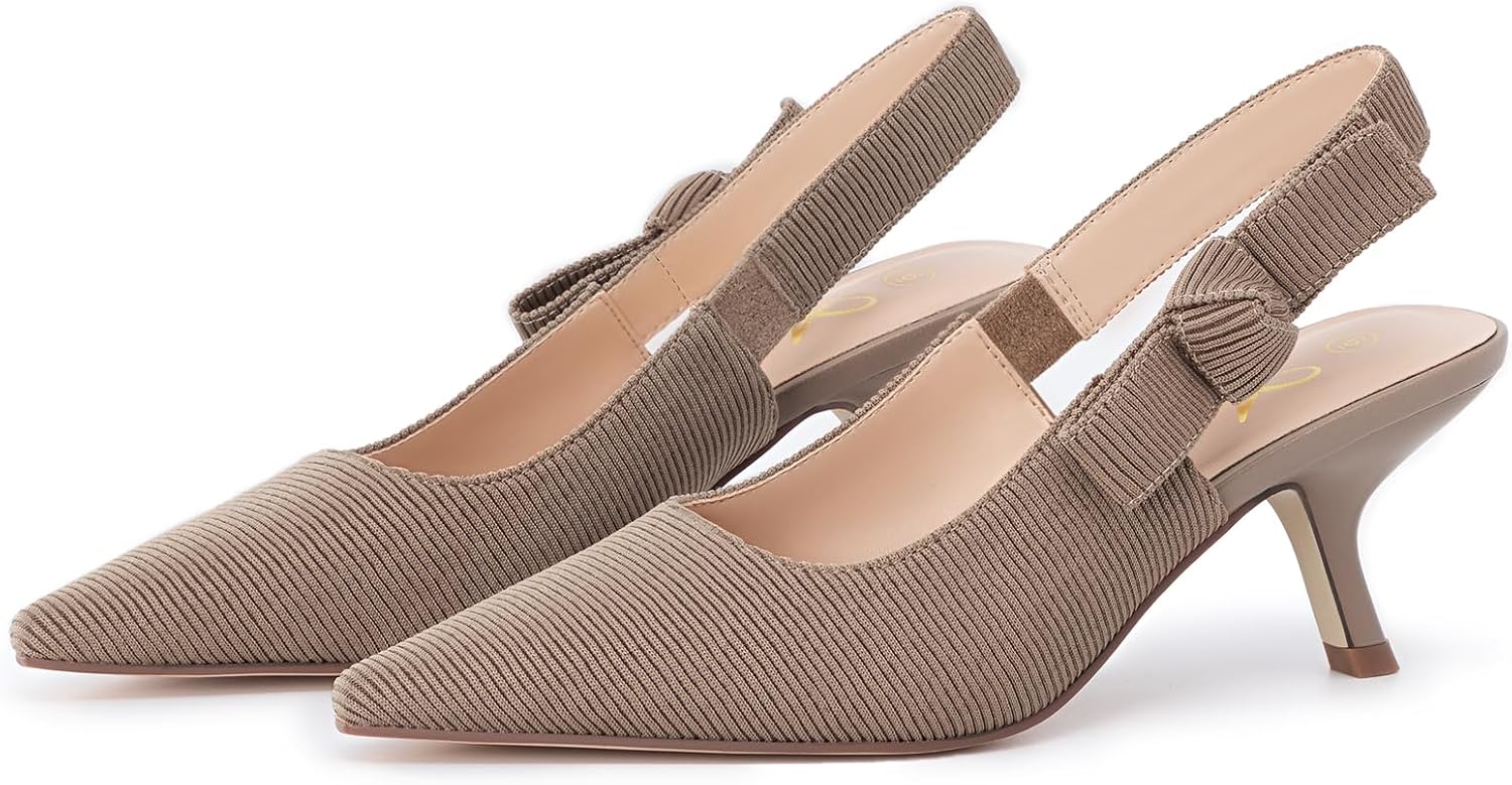 Athlefit Women's Kitten Heels Closed Toe Pumps Shoes