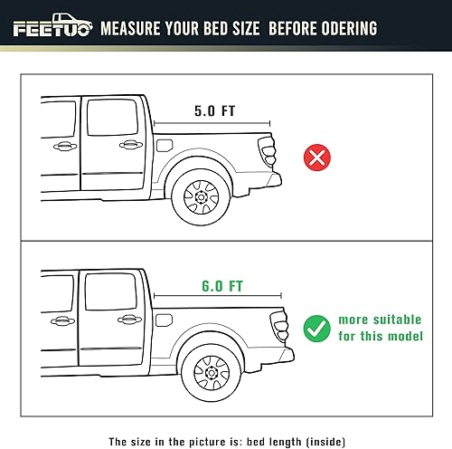 Miniatura 2 de FeeTUO Cubierta tonneau suave de tres pliegues para camioneta Ranger 1993-2004 con plataforma de 6 pies (72 pulgadas)