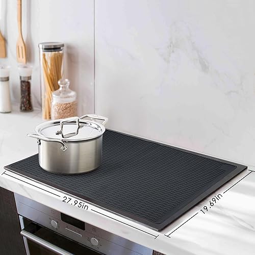 Miniatura 7 de Fundas de silicona negras para estufa eléctrica, 28 x 20 pulgadas, resistente al calor para estufa, cubierta superior de estufa de vidrio para