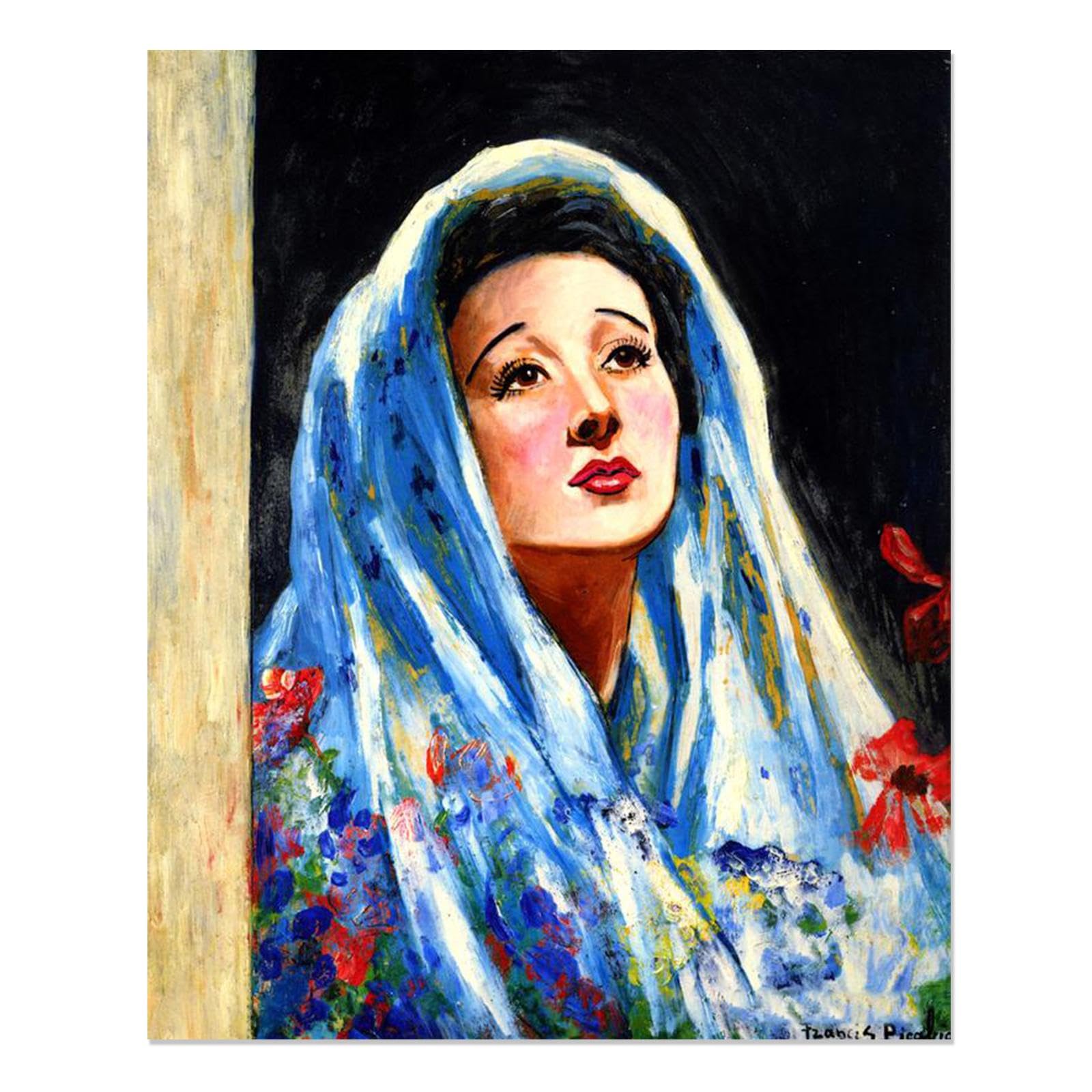 Amazon.com: MOBYAT Surrealism canvas wall art《Woman with a Blue