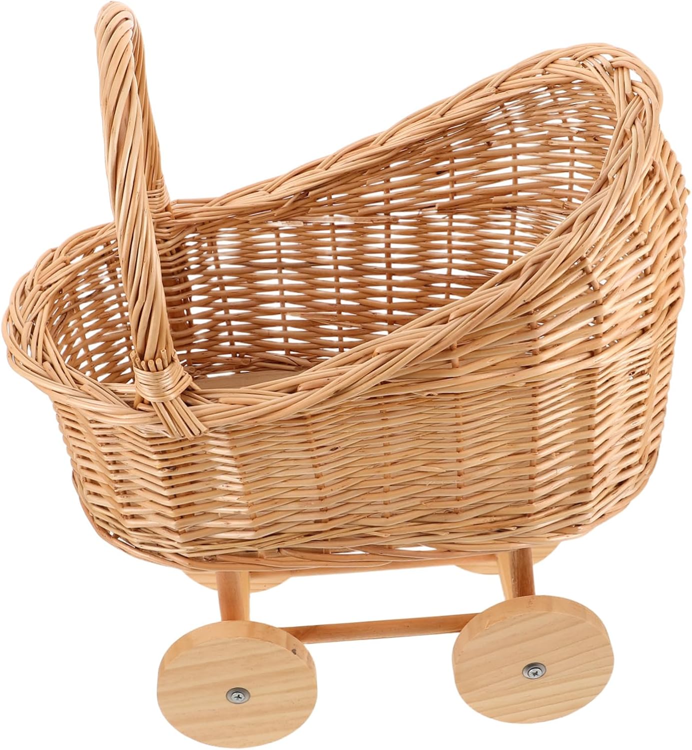 Generic Rattan Picnic Basket Handwoven Vintage Flower Girl Basket for Weddings Lightweight and Spacious Willow Cradle Decor for Showers and Events Natural Brown