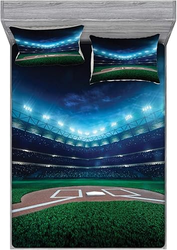 Miniatura 49 de Ambesonne Juego de sábanas bajeras y fundas de almohada, dibujos de aviones antiguos, vuelos clásicos con fechas, estilo vintage, diseño nostálgico,