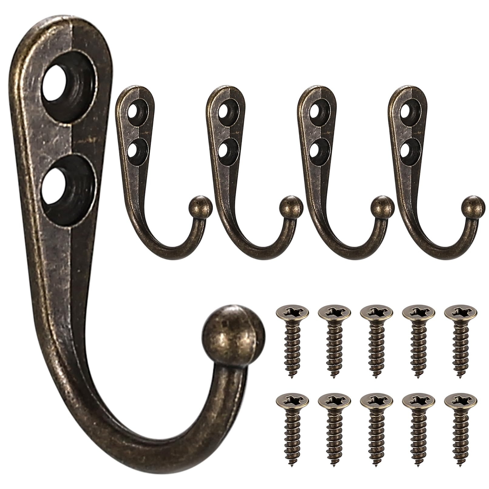 6Pcs Vintage Coat Hooks Wall Mounted, Heavy Duty Metal Robe Hooks, Black Retro Wall Mounted Clothes Utility Hooks with Screws for Hanging Robe Towels Bags Hats Scarf Key Clothes Coat Hooks