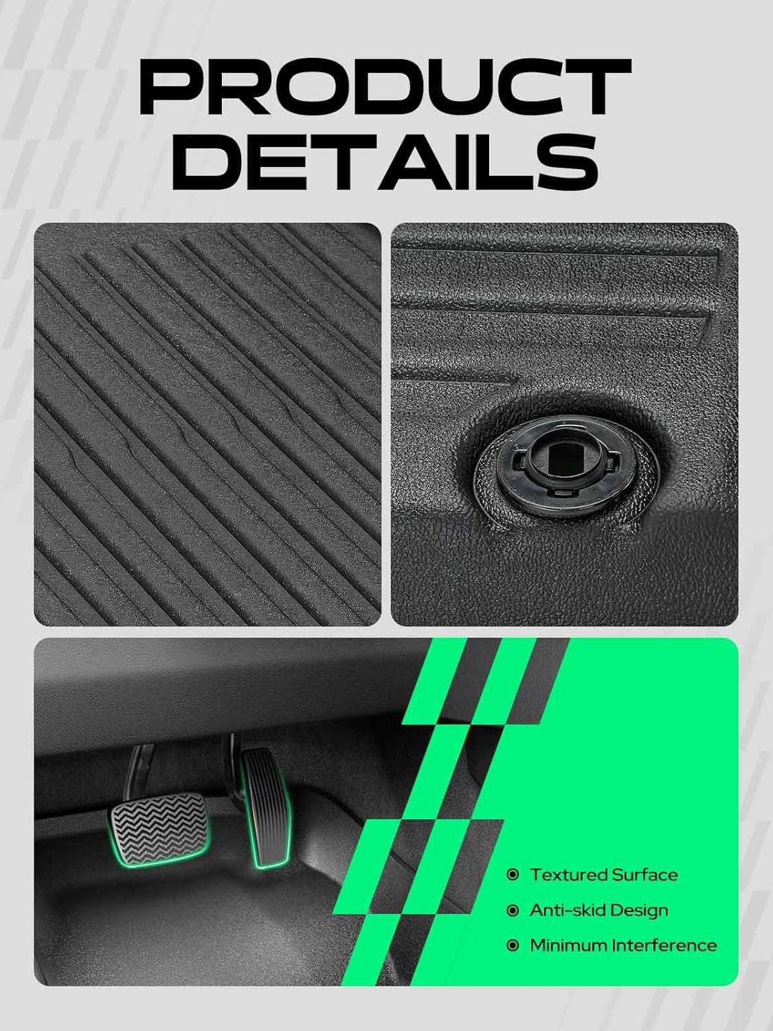 YHTAUTO Floor Mats Compatible with Acura MDX 2022-2026, TPE Floor Liners All-Weather Protection Custom Fit, 1st & 2nd Row & 3 Rows, Set of 4 - Image 7