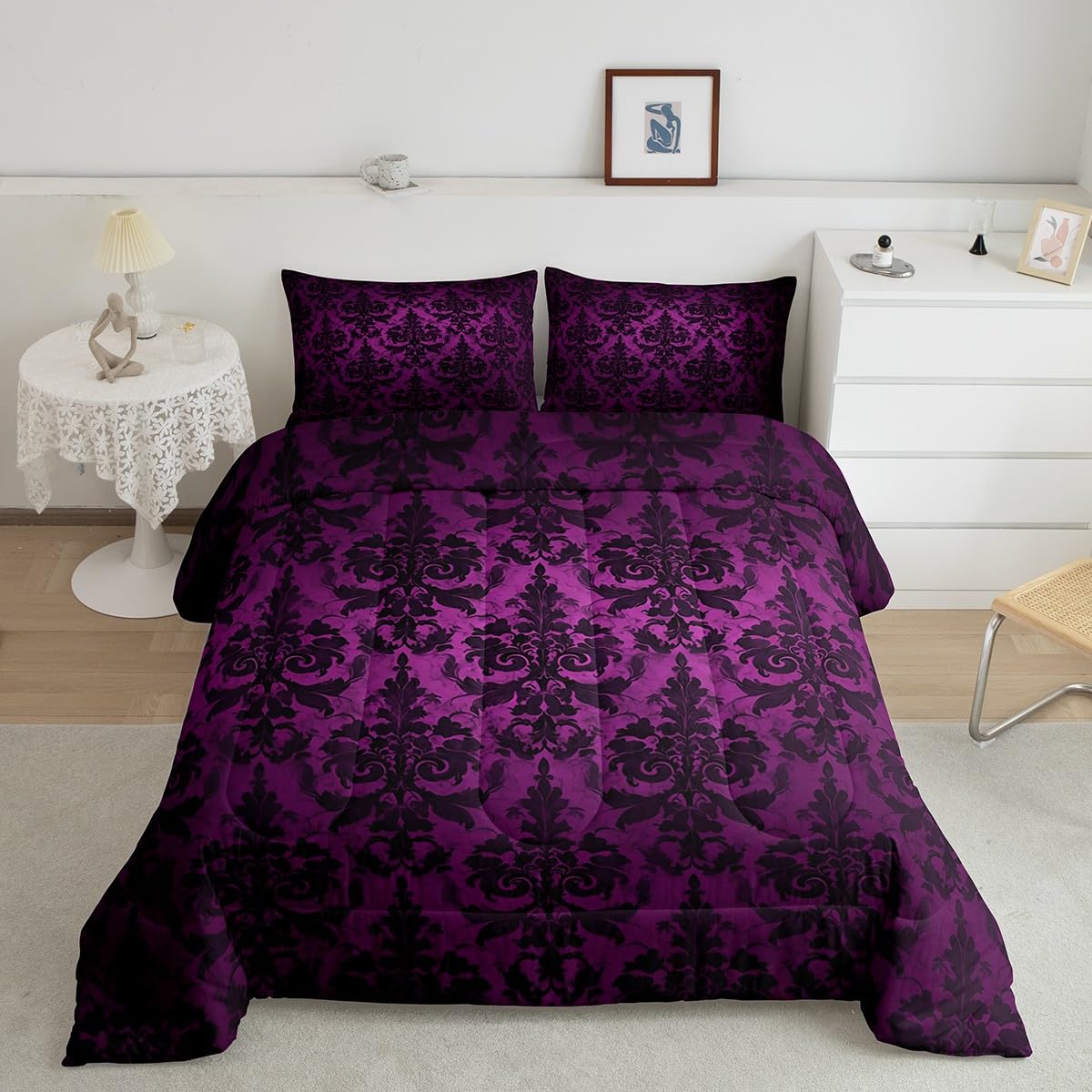 Bettüberwurf Gothic-Damast – 127x152 Cm, Plüsch & Sherpa, Maschinenwaschbar, Für Couch, Bett & Als Deko-Decke