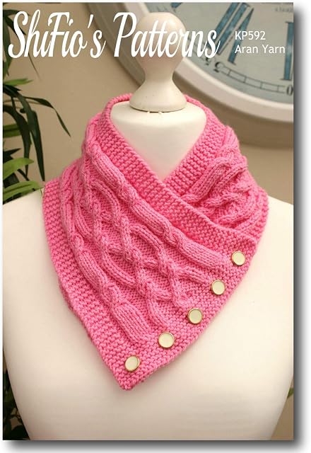 Knitting Pattern for Ladies Neck Warmer, Womens Scarf Pattern, Ladies Aran Knitting Pattern, Ladies Neck-Warmer Knitting Pattern, Cable, Aran Yarn, KP592