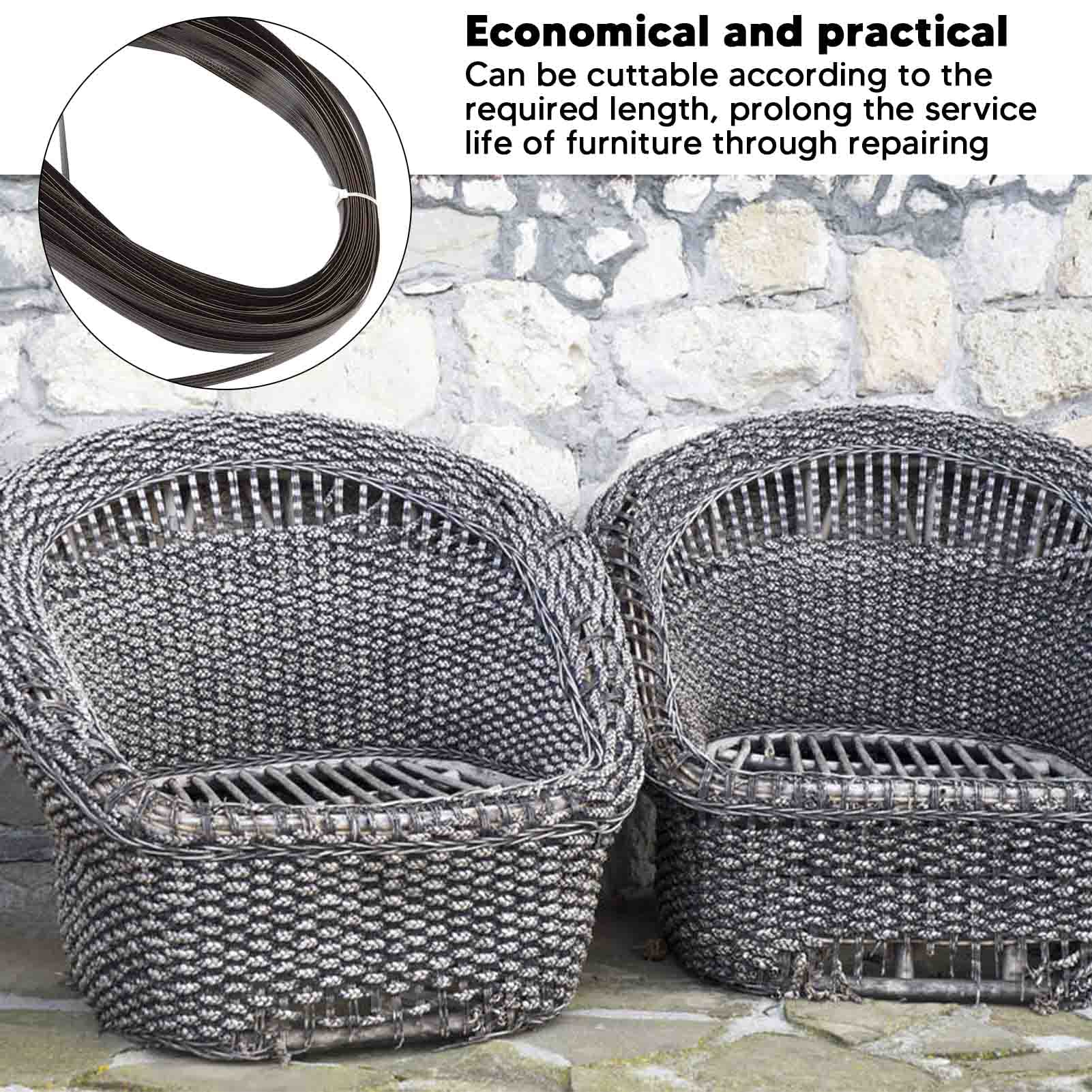 Kit de réparation en rotin et osier, matériau de tissage en plastique marron foncé pour meubles de terrasse, chaises de jardin, canapés et loisirs créatifs personnalisés