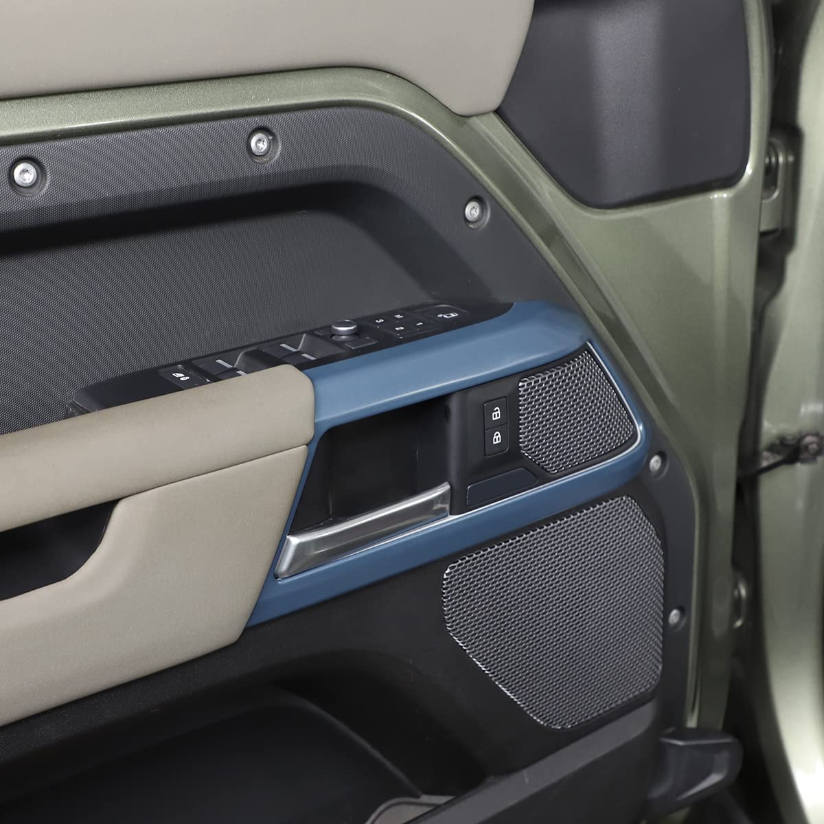 Plastikowa osłona klamki wewnętrznej drzwi samochodu z tworzywa sztucznego ABS do Land Rover Defender 90 110 2020-2022, akcesoria wewnętrzne (niebieskie, 4 szt.)