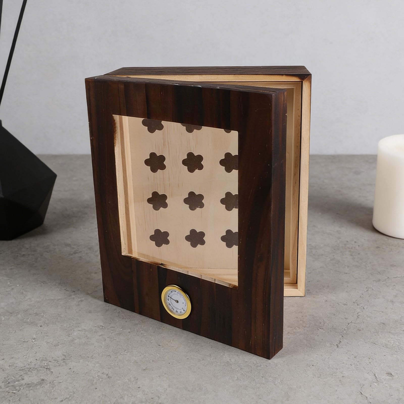 Humidor con Divisore Interno per Sigari in Legno con Igrometro e Umidificatore Portatile, Doppio Strato e Conservazione Organizzata per Uso Viaggio