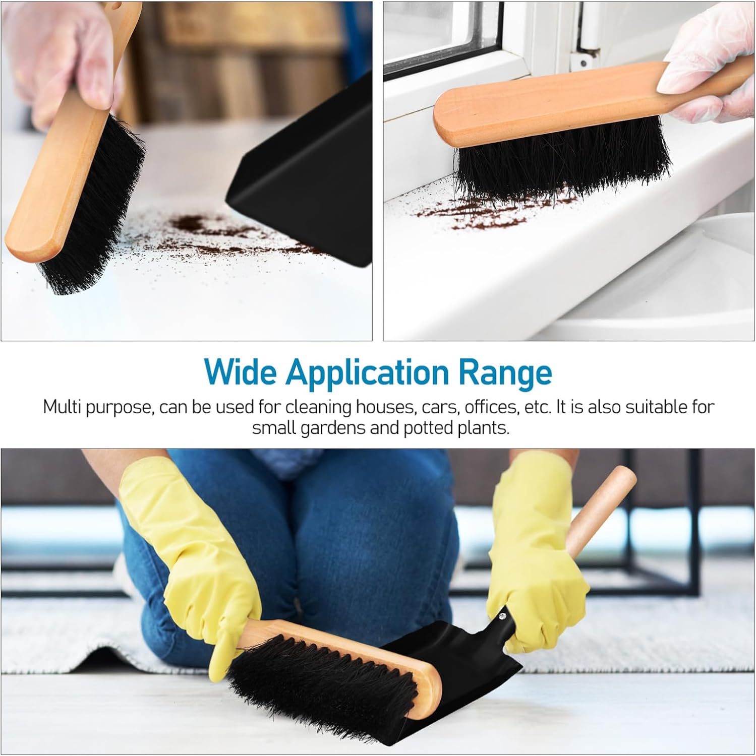 1set Hearth Brush and Shovel Set Scoop for Cleaning Soft Bristles Handle Non-Slip