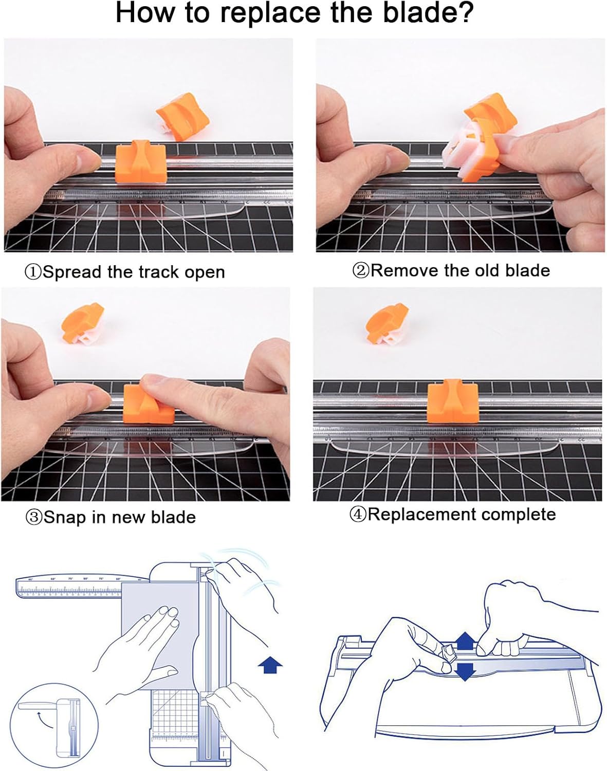 6-Pack Paper Cutter Replacement Blades with Automatic Security Safeguard Design for A4/A5 Paper Trimmers (Orange)