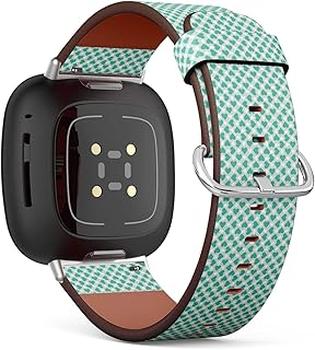 CJBROES Replacement Leather Watch Band, Compatible with Fitbit Versa 3 and Fitbit Sense of Wristband Bracelet Accessory - Beautiful Hearts