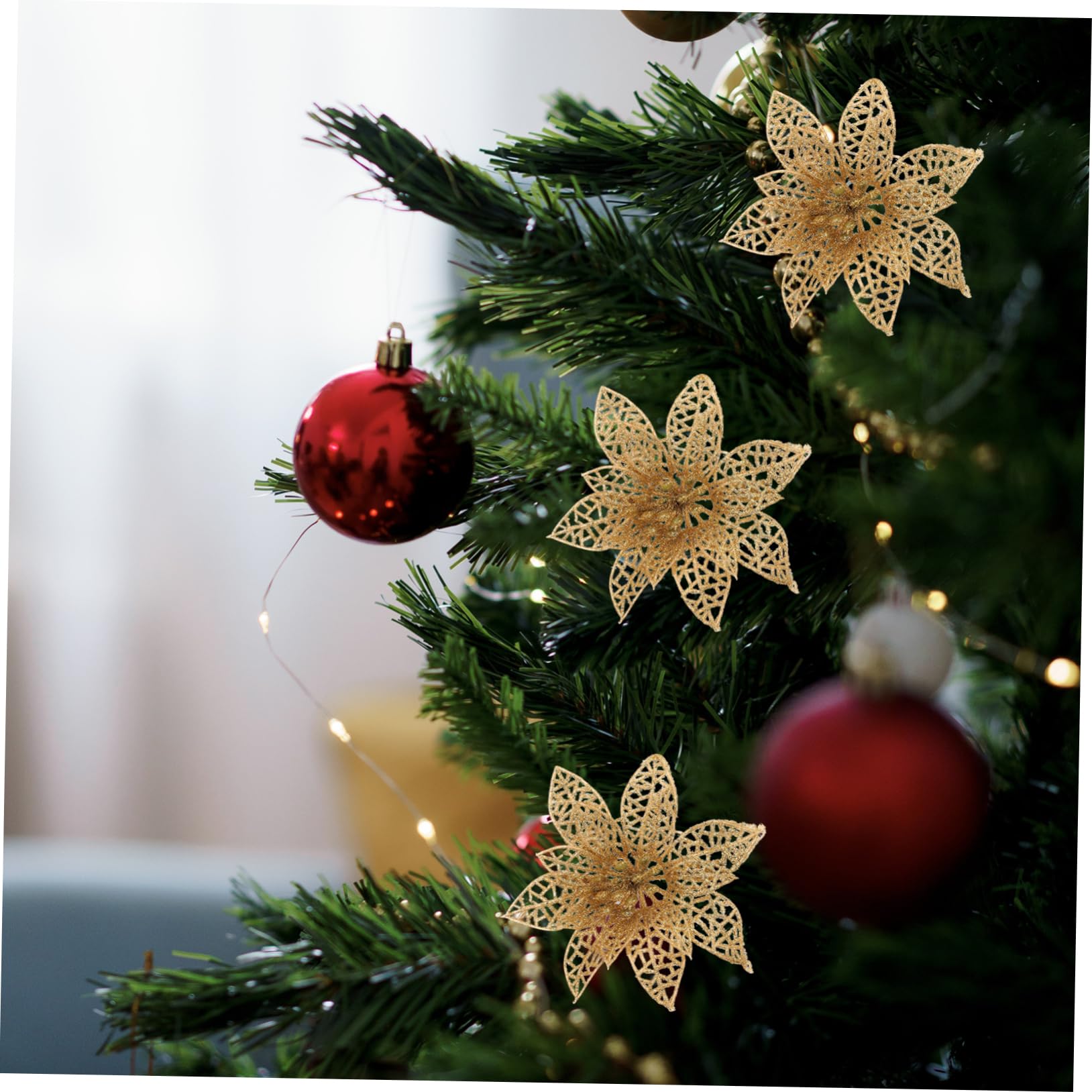 Amazon｜GARVALON 10個 装飾花 クリスマスオーナメント クリスマス  