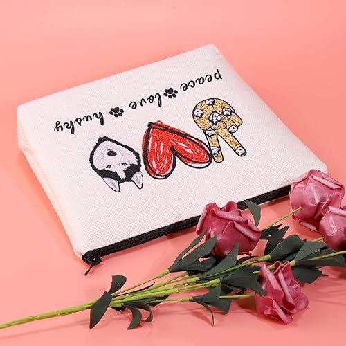 Miniatura 6 de JXGZSO Divertido perro husky regalo paz amor husky bolsa de cosméticos husky amante de perros regalo bolsa de maquillaje bolsa de cremallera para