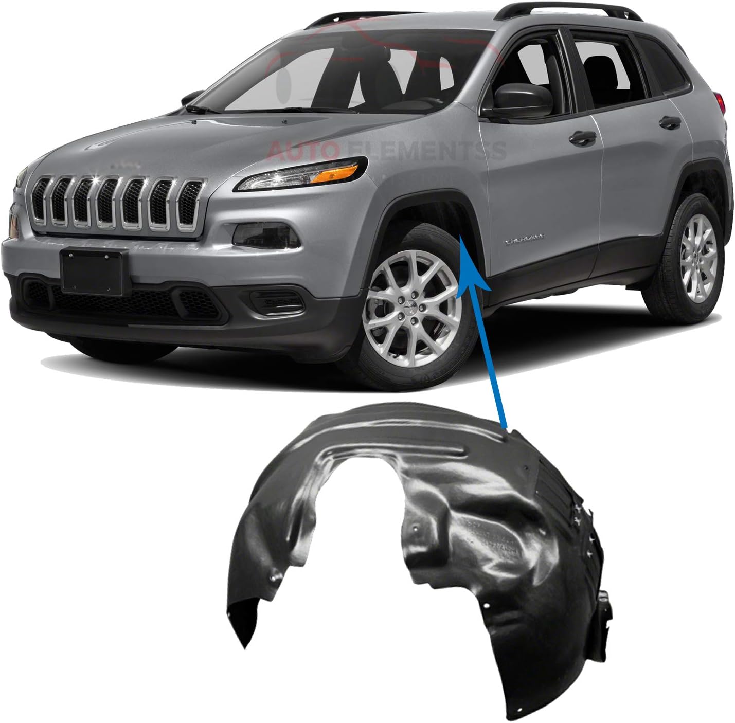 Fender Liner Splash Shield Front Driver Side For 2014-2018 Jeep Cherokee without Off Road Package OEM Direct Replacement 68209679AE