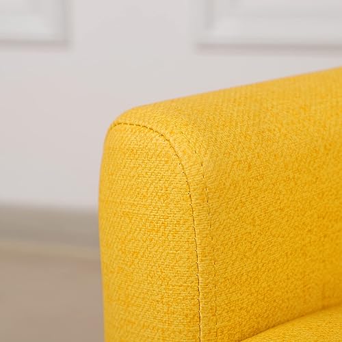 Miniatura 7 de Getifun Silla individual de PVC para niños, sofá para niños pequeños con patas de madera, sillón para niños para regalo de niños (amarillo)