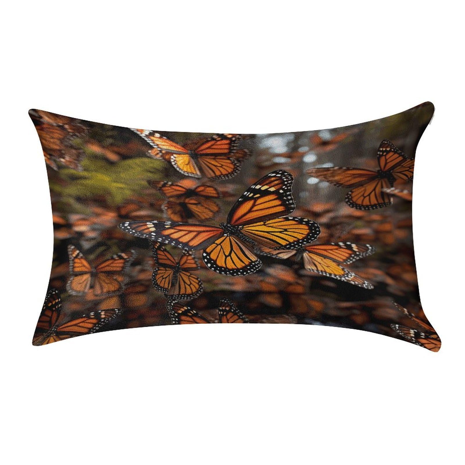VstaDank Monarch Butterflies Throw Pillow Cover 12"×20" Ultra Soft Pillowcase Cozy Lumbar Pillow Shell Gold Velvet Exquisite Decorative Cushion Sham Protector for Couch Sofa Bedroom