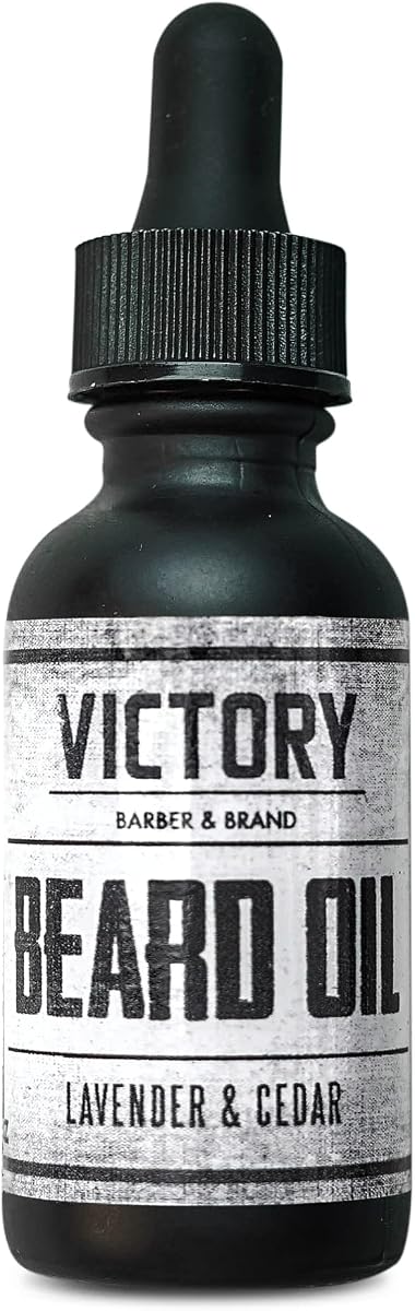 Aceite para barba Victory Barber & Brand | Acaba con la caspa con acondicionador hidratante para hombres | Obtener envidia de la barba | Ligeramente perfumado con cedro y lavanda | Hecho en los EE.UU.
