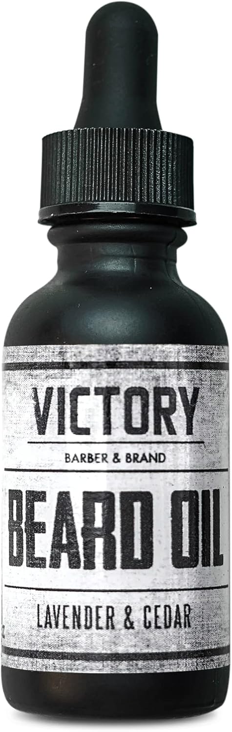 Oil For Men Victory Barber & Brand Beard - A Natural Argan & Jojoba Oil Hair and Skin Conditioner For Dry Itch & Flaking - Canadian Brand Cedar Blend For All Types of Beards and Grooming Gifts For Men