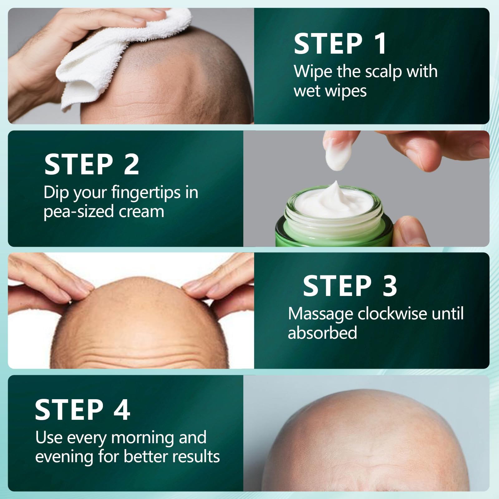 50ml Crema Teste Rasate, Crema Teste Calve Idratante e Lenitivo Nutriente, Cura del Cuoio Capelluto Dopo la Rasatura, Non Grassa, per Uomo Cuoio Capelluto Calvo