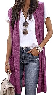 Las Mujeres Sin Mangas Cardigan Abrir Frente Largo Chaleco Casual Color Sólido Ligero Túnica Suave Chaleco Abrigo