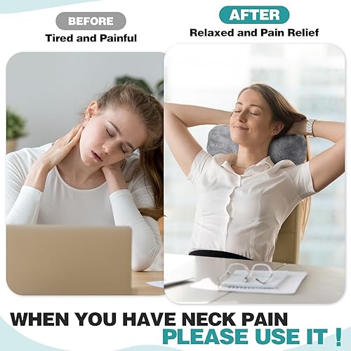 Miniatura 5 de 1 almohada de cuello para reposacabezas reclinable, almohada en forma de hueso, felpa con correa ajustable, soporte para el cuello y alivio del
