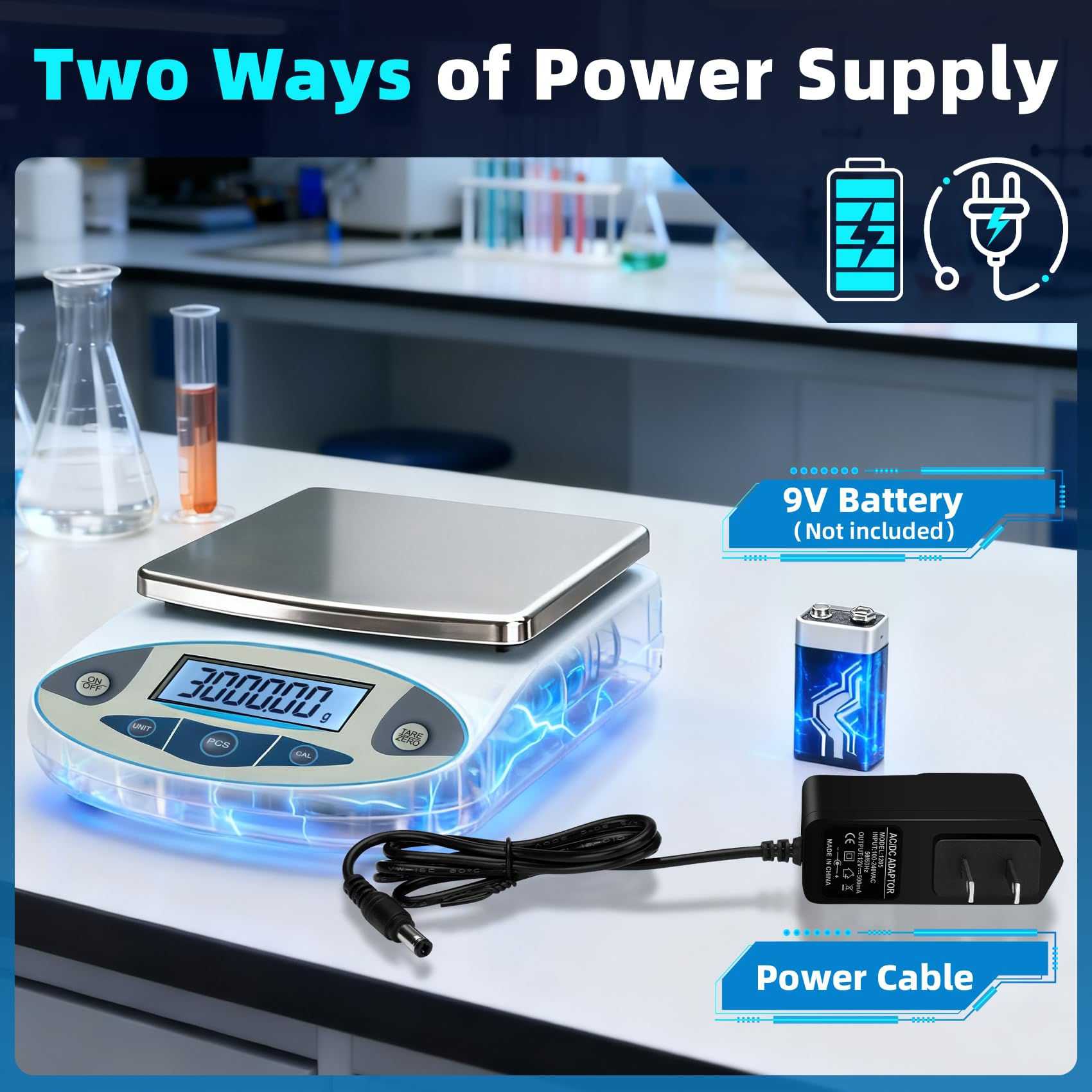 Báscula de laboratorio de 3000 g x 0,01 g, 13 unidades de 0,01 g de precisión, balanza analítica digital de alta precisión, escala electrónica de laboratorio, escala digital para cocina/joyería