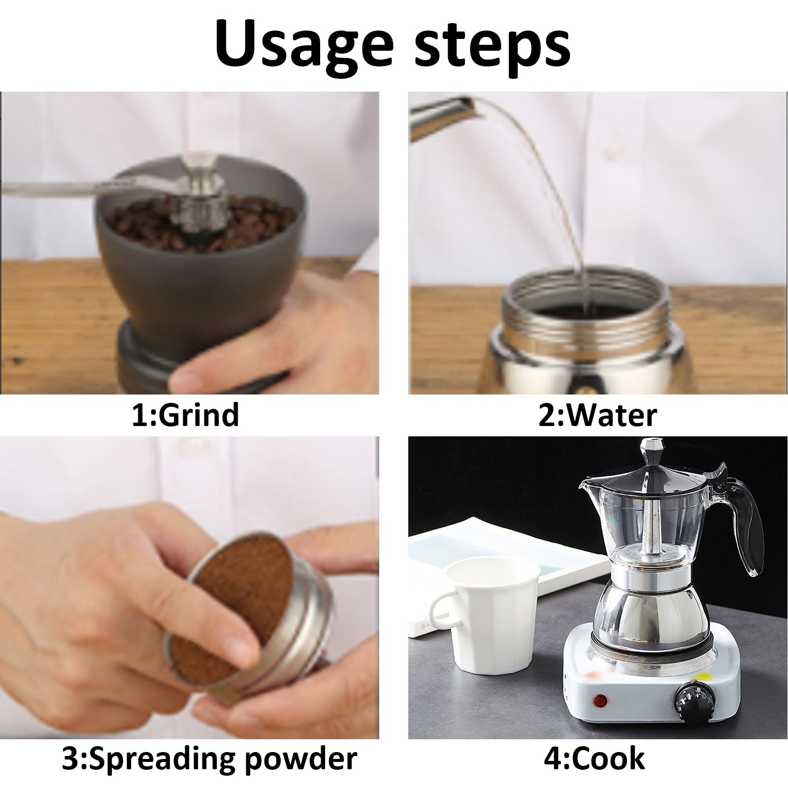OUKENS Espressokocher, 300 ml 6 Tassen Edelstahl-Kaffeekanne, Italienischen Kaffee, Moka-Kanne Kaffeekanne, Italienische achteckige Kaffeebereiter für den Haushalt