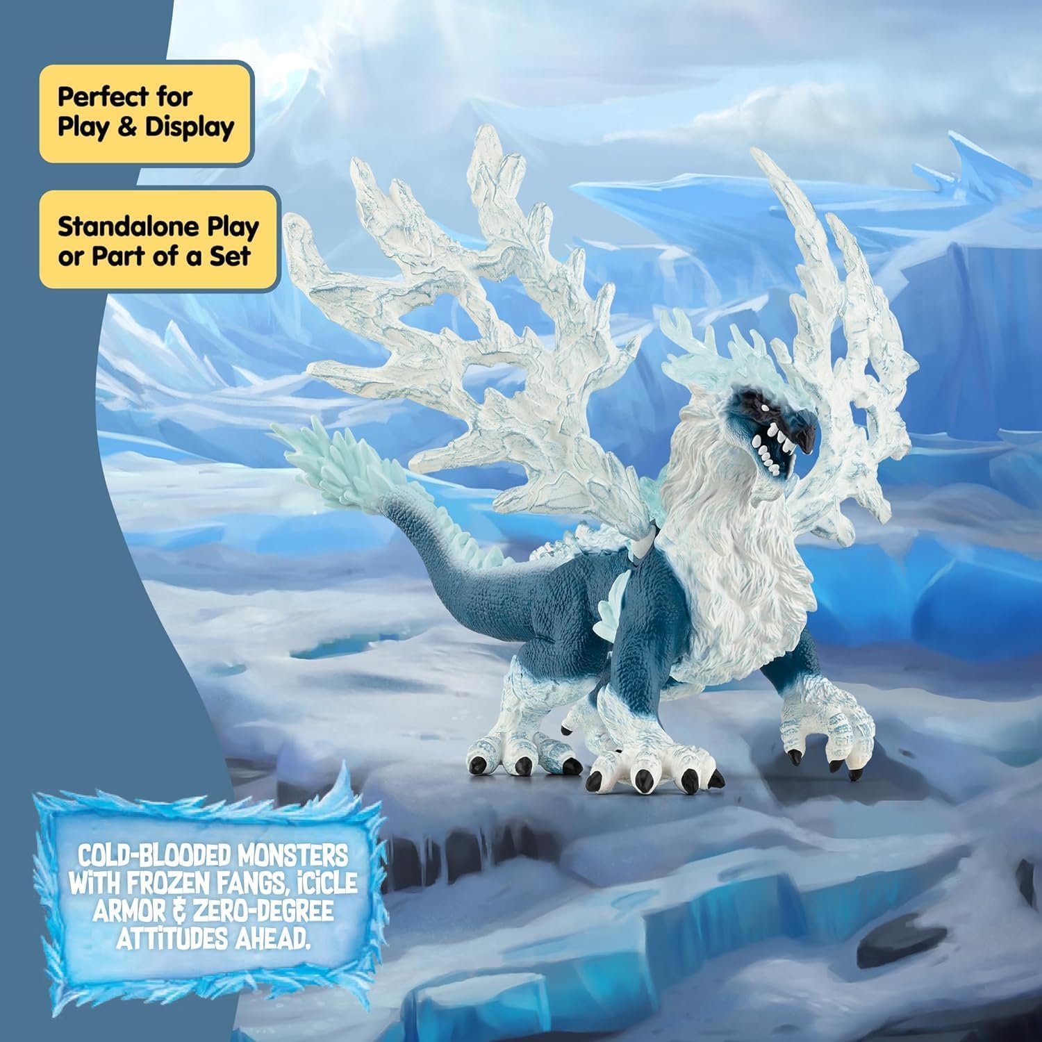 Schleich Eldrador Creatures - 8" Ice Dragon Toy - Movable Wing Action Figure for Boys and Girls - Mythical Creature Figures - Fantasy Beast Figurine - Monster Dragon Toys - Kids Ages 7+ | 70790