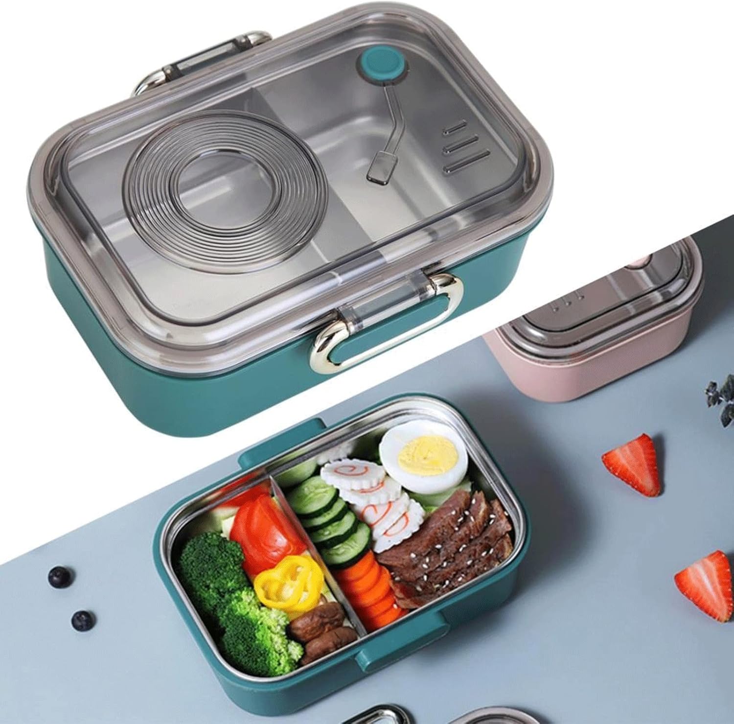 Bento Boxes Microwave Bento Box Bento Box Stainless Steel Food Storage Container Bento Box Insulation Picnic Box (Color : Green)