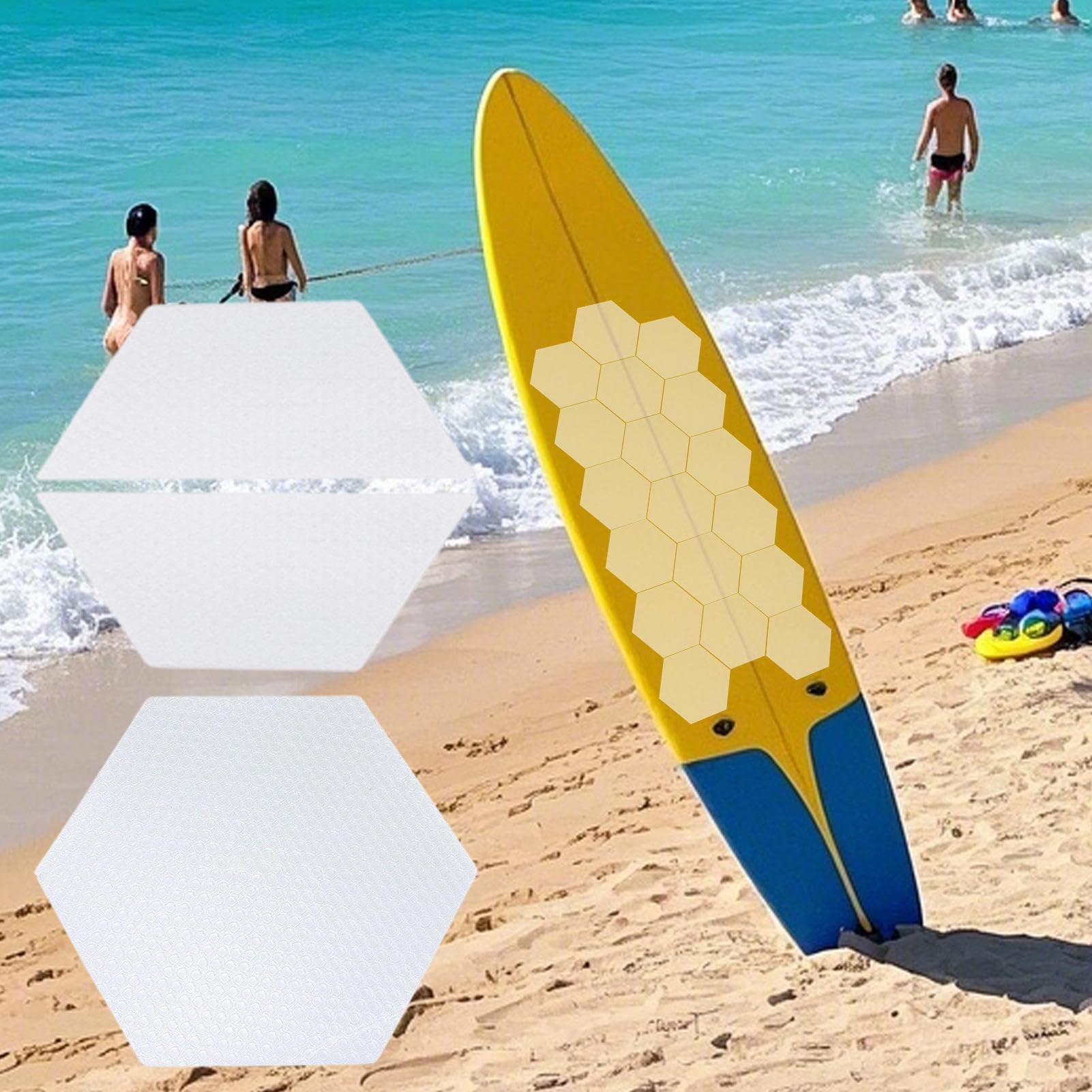 Genérico Almohadilla de Tracción - Adhesivos Antideslizantes para Tablas de Skimboard - Equipo de Surf Impermeable con Pegatinas de Agarre y Película Protectora para Tablas Largas y de Remo