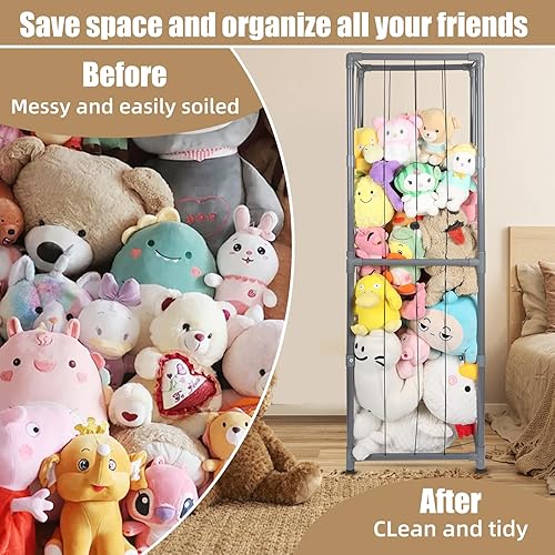 Miniatura 2 de Soporte vertical de animales de peluche, almacenamiento de animales de peluche, fuera del suelo y ahorra espacio, organizador vertical de animales