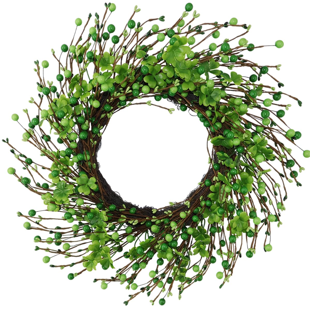 St Patricks Day Wreath 20” – Green Berry & Shamrock Clover Wreaths for Front Door, St. Patrick’s Day Spring Summer Door Decorations Indoor Outdoor