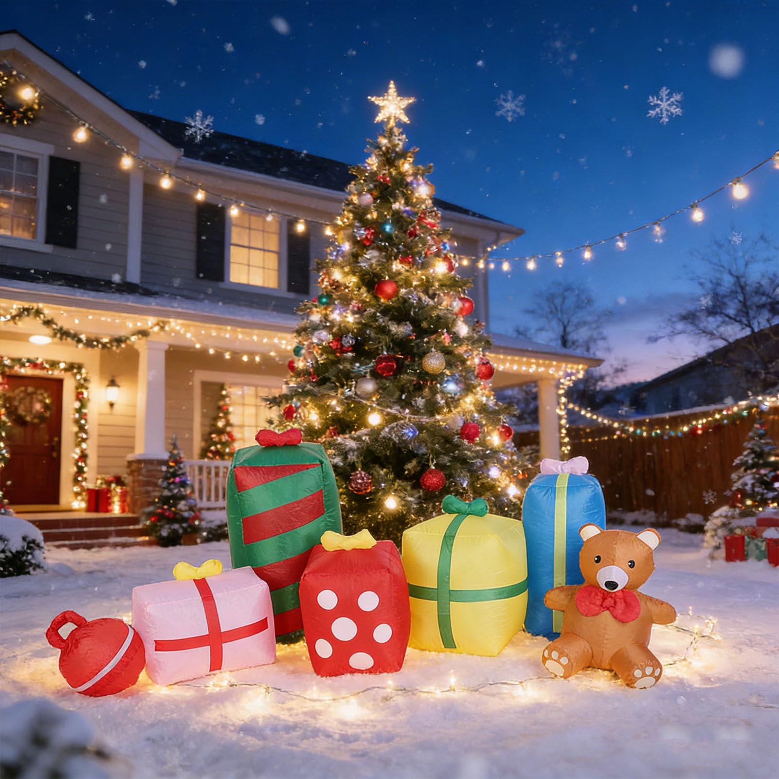 Srliya Gonfiabili di Natale da 9,8 Piedi Decorazioni per Esterni Scatole