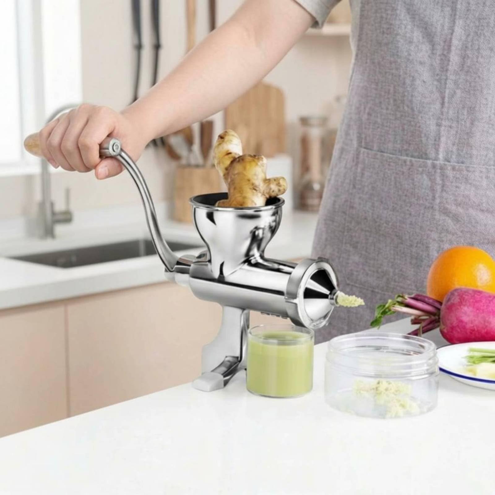 Presse à Herbe de Blé Manuel Extracteur Jus Légumes Fruits en Acier Inoxydable Silencieux sans Électricité Nettoyage Facile Adapté au Cuisine Moderne Maison
