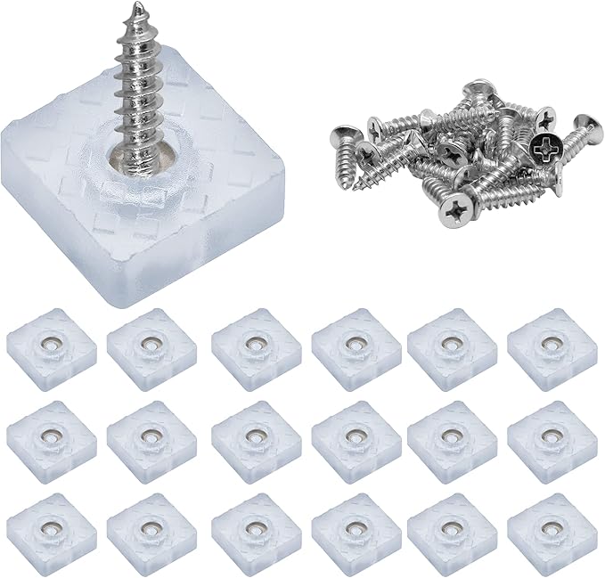 Bivethoi 20 Pcs Rubber Furniture Pads, Clear Square Shape Non Slip