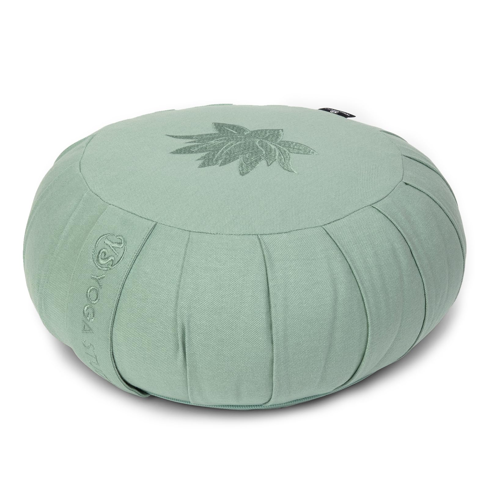 Yoga Studio Zafu Coussin de méditation rond plissé - Motif feuille de lotus