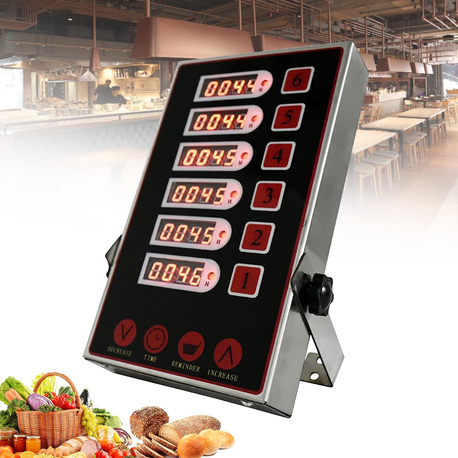Temporizador digital de cocina de 6 canales con pantalla LED para eficiencia de cocina comercial y de restaurantes