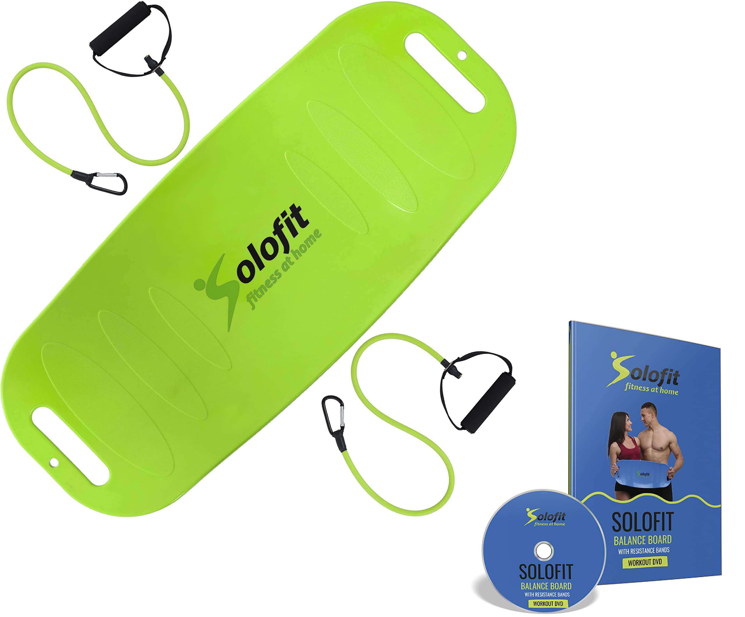 Solofit Balance Board-Fitness Board for Abs, Legs, Core, Back and Shoulders Workout-Yoga Twist Board with Resistance Tubes for Toning, Strengthening, Weight Loss + Instructions-Fit Board for Exercise