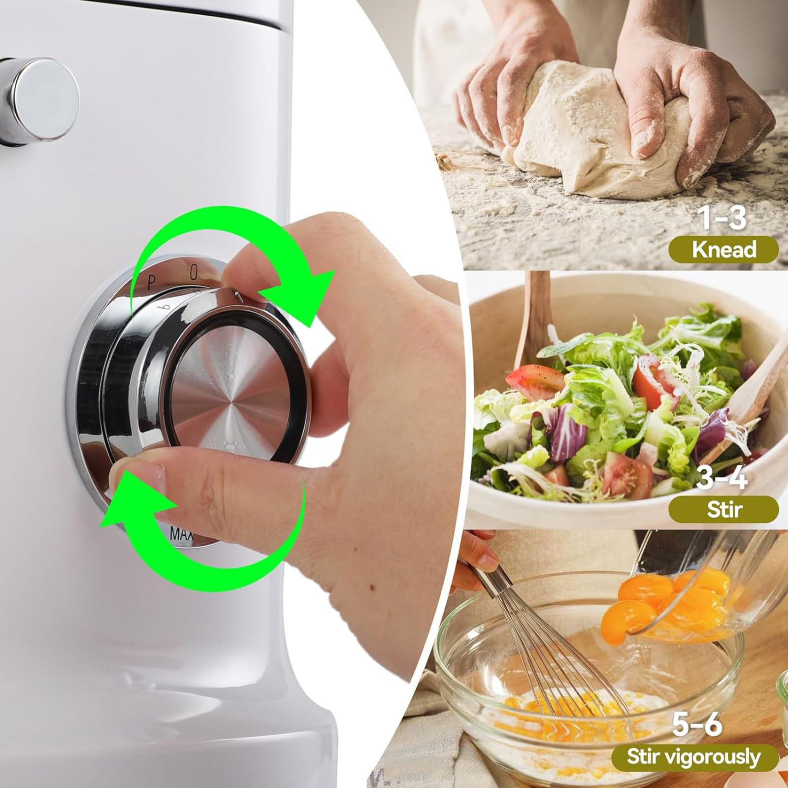 Frullatore Elettrico e tritacarne da Cucina, in Acciaio Inox, Regolazione a 8 velocità, con tritacarne, Asta di mescolamento, Asta di Impasto