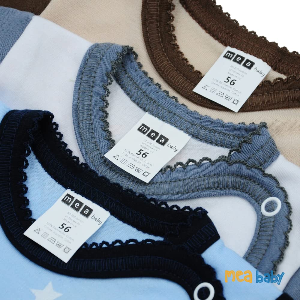 MEA BABY niemowlęce body z długimi rękawami unisex z nadrukiem, opak. 5 szt. Body dla niemowląt dla chłopców Body dla niemowląt dla dziewczynek (62)