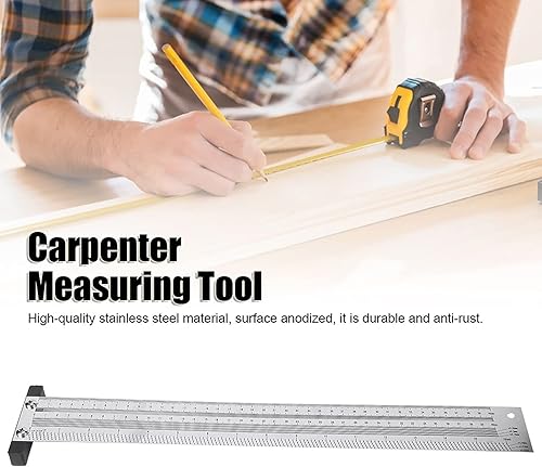 Miniatura 5 de Herramienta de medición de carpintero de calibre de línea de carpintero de acero inoxidable para marcado en T (16 pulgadas)